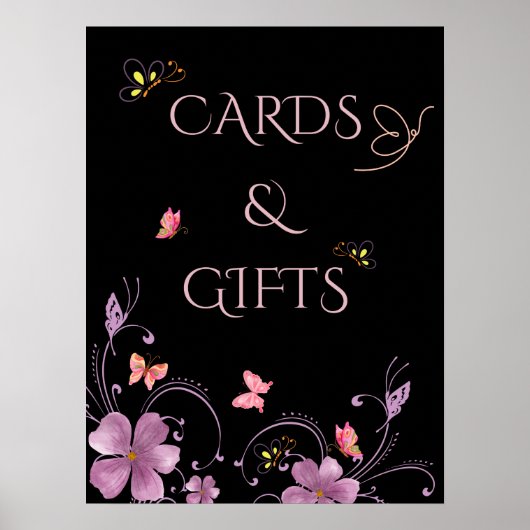 Elegante Vlinders Bruiloft Cards en Cadeaus Poster (Voorkant)