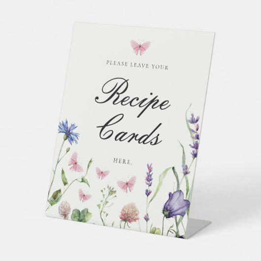 Elegante Vlinders Bruiloftsrecepten Kaarten Reclamebord Met Voetstuk (Voorkant)