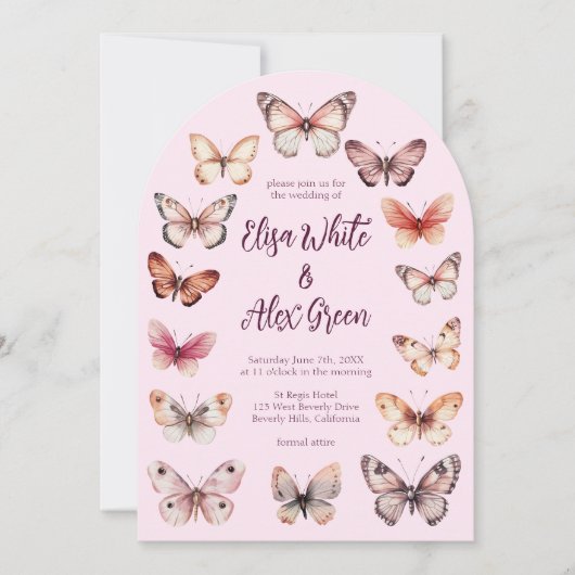 Elegante Vlinders Custom Boog Wedding Kaart (Voorkant)