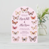 Elegante Vlinders Custom Boog Wedding Kaart (Staand voorkant)