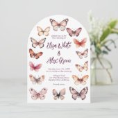 Elegante Vlinders Custom Boog Wedding Kaart (Staand voorkant)