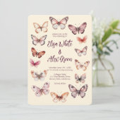 Elegante Vlinders Custom Wedding Kaart (Staand voorkant)