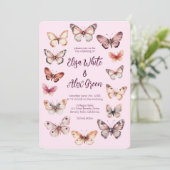 Elegante Vlinders Custom Wedding Kaart (Staand voorkant)