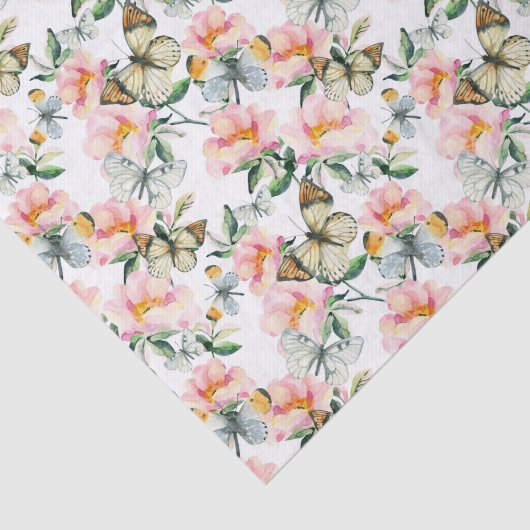 elegante vlinders en bloemen getild tissuepapier (Detail)
