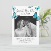 Elegante vlinders. Foto bruiloft uitstel Save The Date (Staand voorkant)