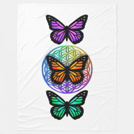Elegante vlinders kleurrijke bloem van het leven fleece deken