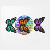 Elegante vlinders kleurrijke bloem van het leven fleece deken (Voorkant (Horizontaal))