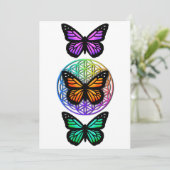 Elegante vlinders kleurrijke bloem van het leven kaart (Staand voorkant)