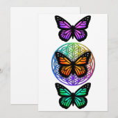 Elegante vlinders kleurrijke bloem van het leven kaart (Voorkant / Achterkant)