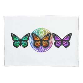 Elegante vlinders kleurrijke bloem van het leven kussensloop