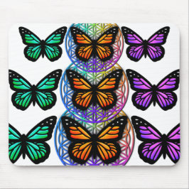 Elegante vlinders kleurrijke bloem van het leven muismat