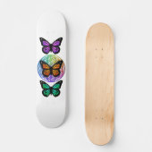 Elegante vlinders kleurrijke bloem van het leven persoonlijk skateboard (Voorkant)