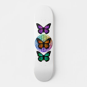 Elegante vlinders kleurrijke bloem van het leven persoonlijk skateboard
