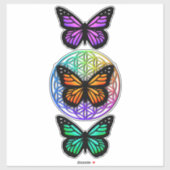 Elegante vlinders kleurrijke bloem van het leven sticker (Vel)