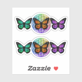 Elegante vlinders kleurrijke bloem van het leven sticker