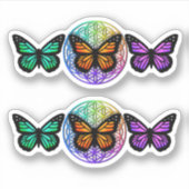 Elegante vlinders kleurrijke bloem van het leven sticker (Voorkant)