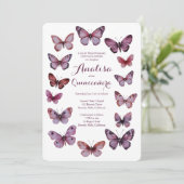 Elegante Vlinders Lijst Quinceañera CUSTOM Kaart (Staand voorkant)