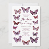 Elegante Vlinders Lijst Quinceañera CUSTOM Kaart (Voorkant)