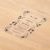 Elegante Vlinders Monogram Huwelijksuitnodiging Acryl Uitnodigingen (Laagn)