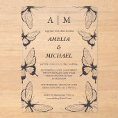 Elegante Vlinders Monogram Huwelijksuitnodiging Acryl Uitnodigingen (Voorkant)