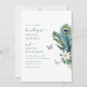 Elegante Vlinders Pauwveer Trouw Uitnodiging (Voorkant)