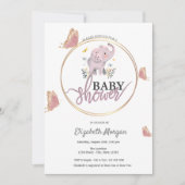 Elegante vlinders roze olifant Baby shower Kaart (Voorkant)