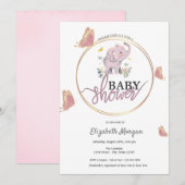 Elegante vlinders roze olifant Baby shower Kaart (Voorkant / Achterkant)