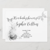 Elegante Vlinders Rozen Babyshower Kaart (Voorkant / Achterkant)