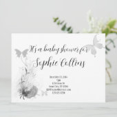 Elegante Vlinders Rozen Babyshower Kaart (Staand voorkant)