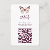 Elegante Vlinders Trouwen AANGEPASTE QR-code Informatiekaartje (Voorkant)