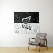 Elegante vlindersterren zwart wit dag en nacht wandkleed (In Situ (horizontaal))