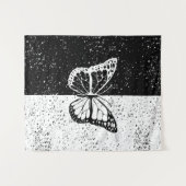 Elegante vlindersterren zwart wit dag en nacht wandkleed (Voorkant (horizontaal))