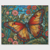 Elegante vlindertuin met glas-in-lood cadeaupapier (Vlak)