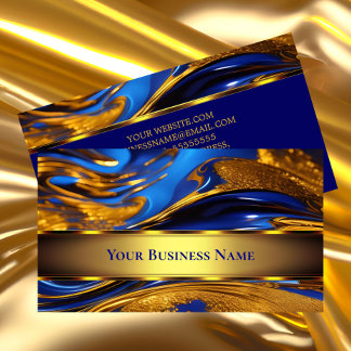 Elegante vloeibare gouden Koninklijk Blauwe Abstra Visitekaartje