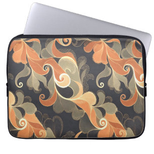 Elegante vloeiende bloemen in warm goud en perzik laptop sleeve