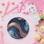 Elegante vloeiende kunst met koper en blauwe werve papieren bordje (Feest)