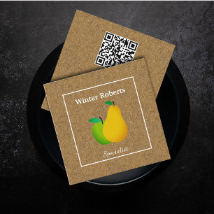 Elegante voedingsdeskundige qr code kraft professi vierkante visitekaartje
