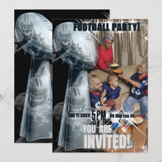 Elegante Voetbalspeler Voeg Foto Toe Trofee Uitnod Kaart (Voorkant / Achterkant)