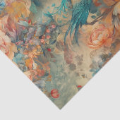 Elegante Vogel en Bloemen Tissuepapier (Detail)