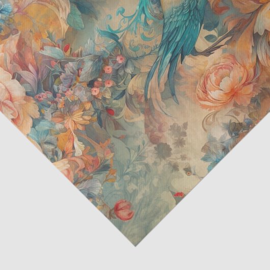 Elegante Vogel en Bloemen Tissuepapier (Detail)