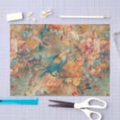 Elegante Vogel en Bloemen Tissuepapier (Craft)