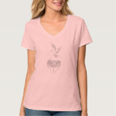 Elegante Vogel en Nest Line Art Vrouwen T-shirt (Voorkant)