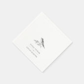 Elegante vogel zwart-wit bruiloft servet (Hoek)