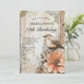 Elegante vogelbloem 70e verjaardag kaart (Staand voorkant)