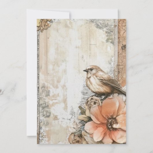 Elegante vogelbloem 70e verjaardag kaart (Achterkant)