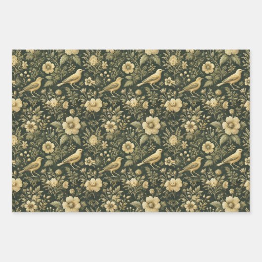 Elegante Vogels & Bloemen Wrap & Decoupage Inpakpapier Vel (Voorkant 3)