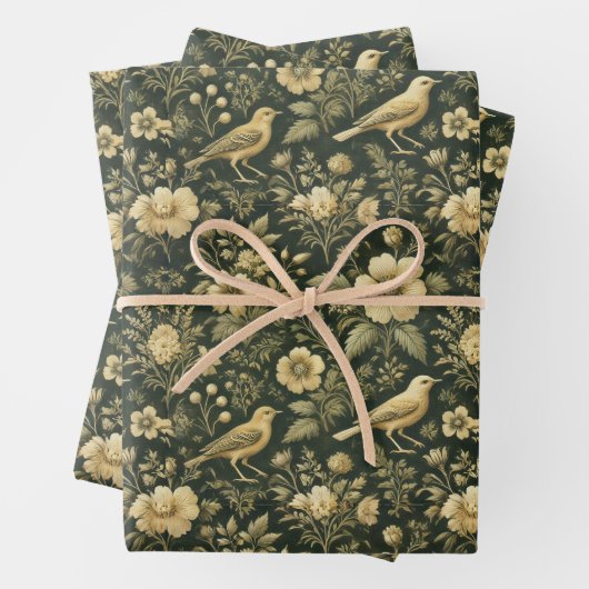Elegante Vogels & Bloemen  Wrap & Decoupage Inpakpapier Vel (In situ)