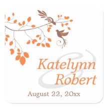 Elegante vogels op een Oranje bijkantoor en bruin 