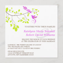 Elegante vogels op een Paarse en groene bruiloft i