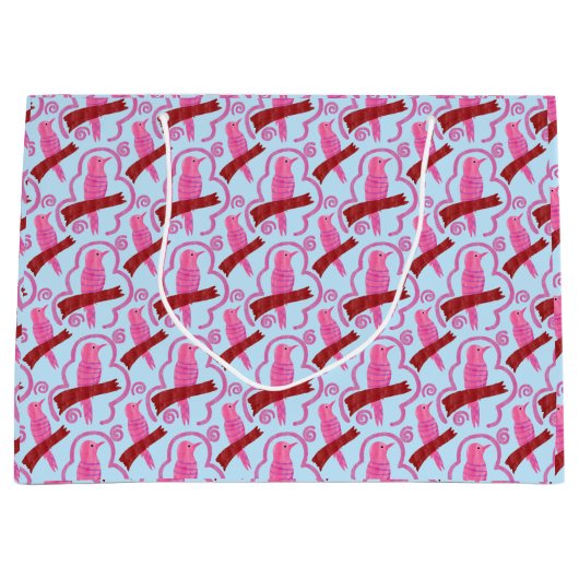 Elegante vogels Patroon Grote Cadeautas (Voorkant)